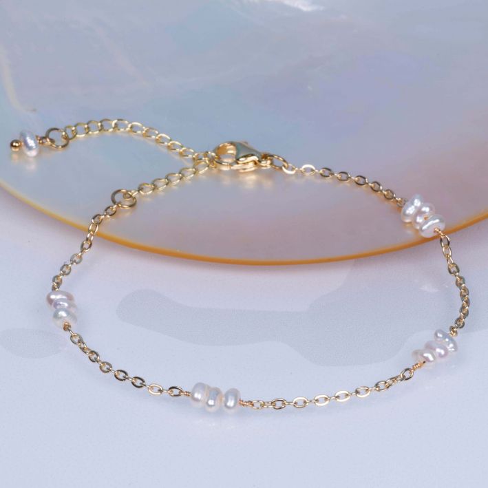 Bracelet trios de perles de culture sur chaîne