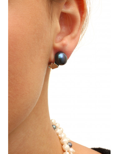 Boucles d'oreilles Clips Perle noire