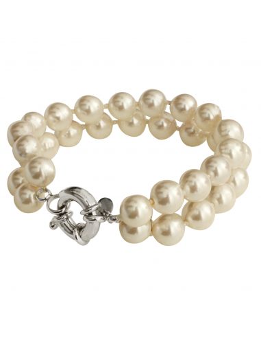 Bracelet 2 rangs perles de nacre blanche