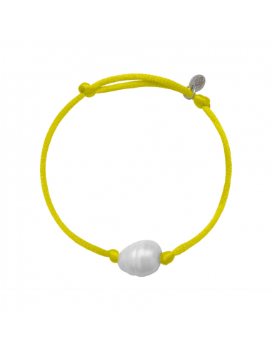 Bracelet une perle sur cordon satiné jaune