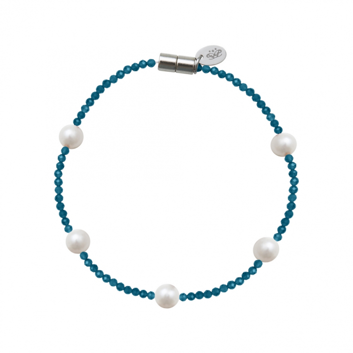 Bracelet cristal étincelant bleu turquoise et perles