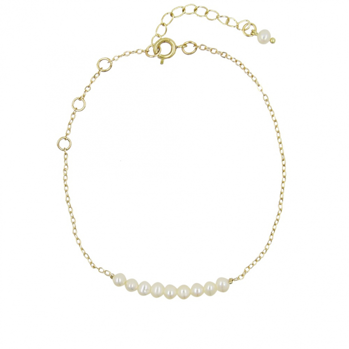 Bracelet petites perles de culture sur chaîne dorée