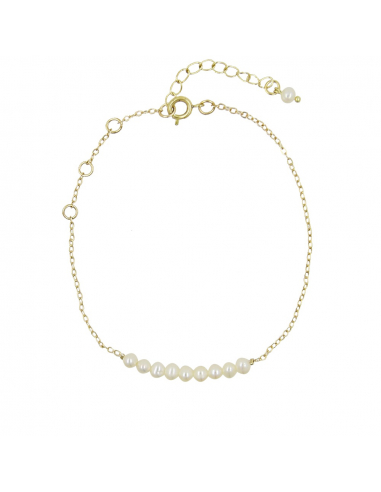 Bracelet petites perles de culture sur chaîne dorée