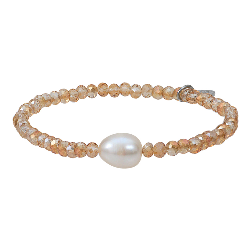 Bracelet duo de perles scintillantes dorées et perle