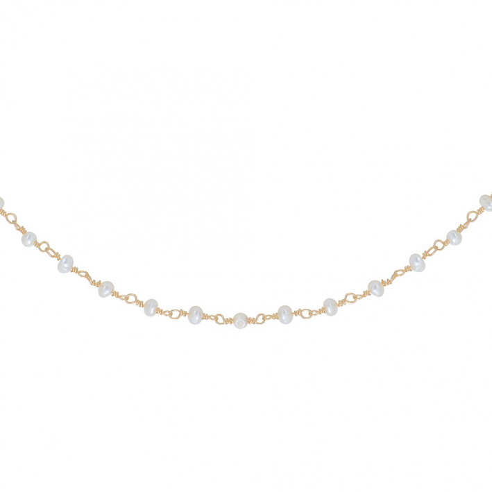 Collier petites perles de culture blanches sur chaîne dorée