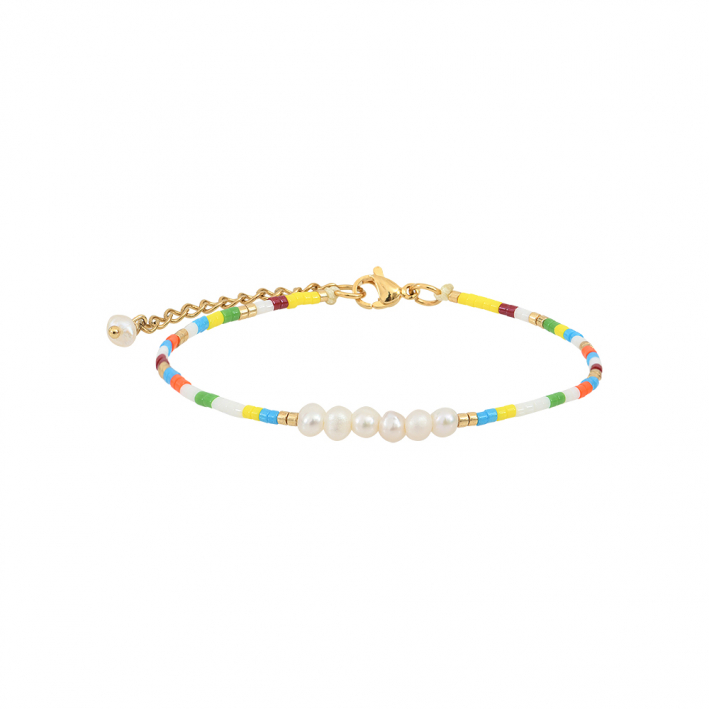 Bracelet perles de rocaille multico jaunes et petites perles