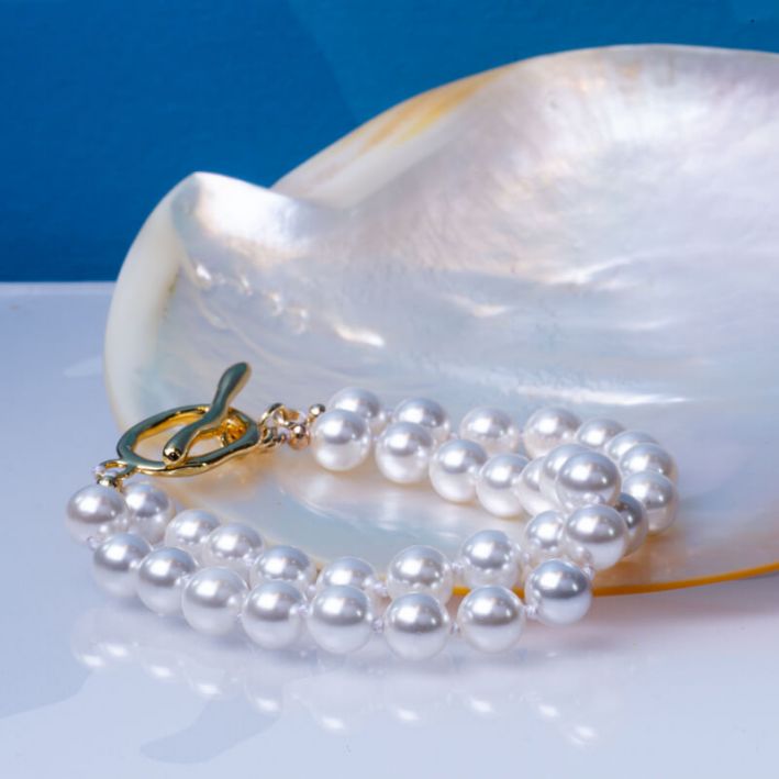 Bracelet double rangs perles de nacre blanches